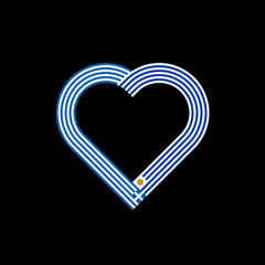 unity concept. heart ribbon icon of greece and uruguay flags. vector illustration isolated on black background