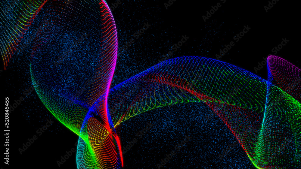 Poster abstract colorful digital particle wave background.