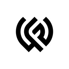 Letter WF FW negative space monogram logo