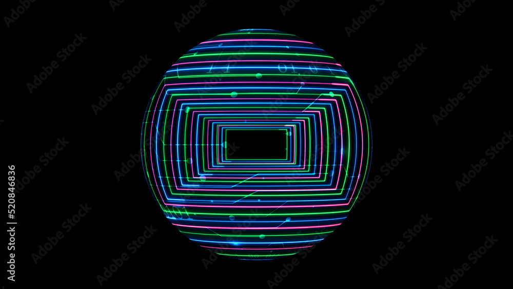 Poster multicolored waving circles background animation, seamless looping.
