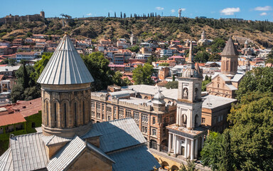 Aerial view of old town district of Tbilisi