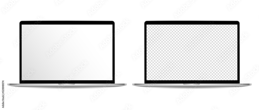 Aufkleber realistic laptop mockups on isolated background. vector set of laptop with blank and transparent scr