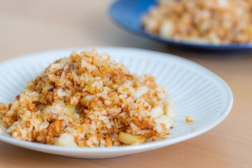 Homemade chinese fry rice on plate