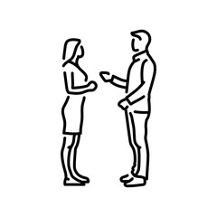 Businesswoman and businessman talk color line icon.  Pictogram for web page