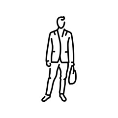 Businessman standing color line icon. Female entrepreneur.