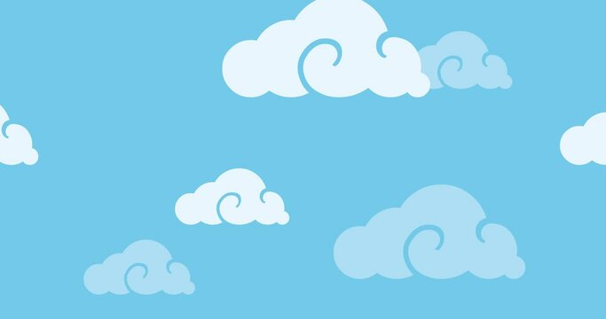 animated cartoon blue cloud background in the sky