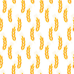 An ear of wheat seamless pattern. Harvest wheat grain. Template organic wheat, bread agriculture and natural eat. Design for print on fabric, wrapping paper, packaging. Vector illustration