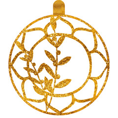 Gold crown with diamonds. Christmas ball. Floral wreath, Christmas decoration.