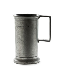 Antique pewter capacity measure isolated on white background