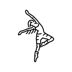 Woman dancing modern jazz color line icon. Contemporary dance.