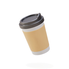 3d paper coffee cup on a white background. Vector illustration.