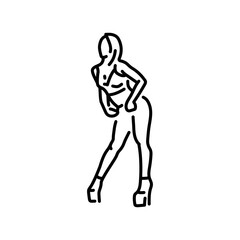 Woman strip dance color line icon.   Contemporary dance.