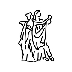 Couple dancing ballroom dance waltz color line icon. Pictogram for web page