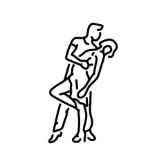 Fototapeta na wymiar Couple dancing hustle freestyle color line icon. Pictogram for web page