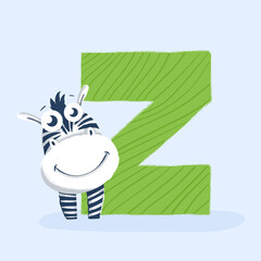 Cartoon letter of the alphabet with animal character zebra