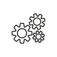 Gears line icon. Mechanism, wheels, construct, build, device, mechanical, engine, lock, builder, technology. Construction concept. Vector line icon for Business and Advertising