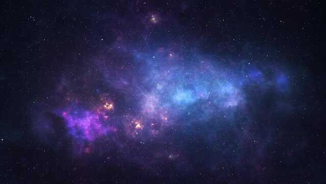 Night sky traveling trough universe filled with stars, nebulae and galaxies - HD Video 1080p