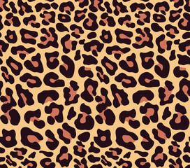 
Animal print leopard seamless vector pattern on yellow background, trendy modern design.