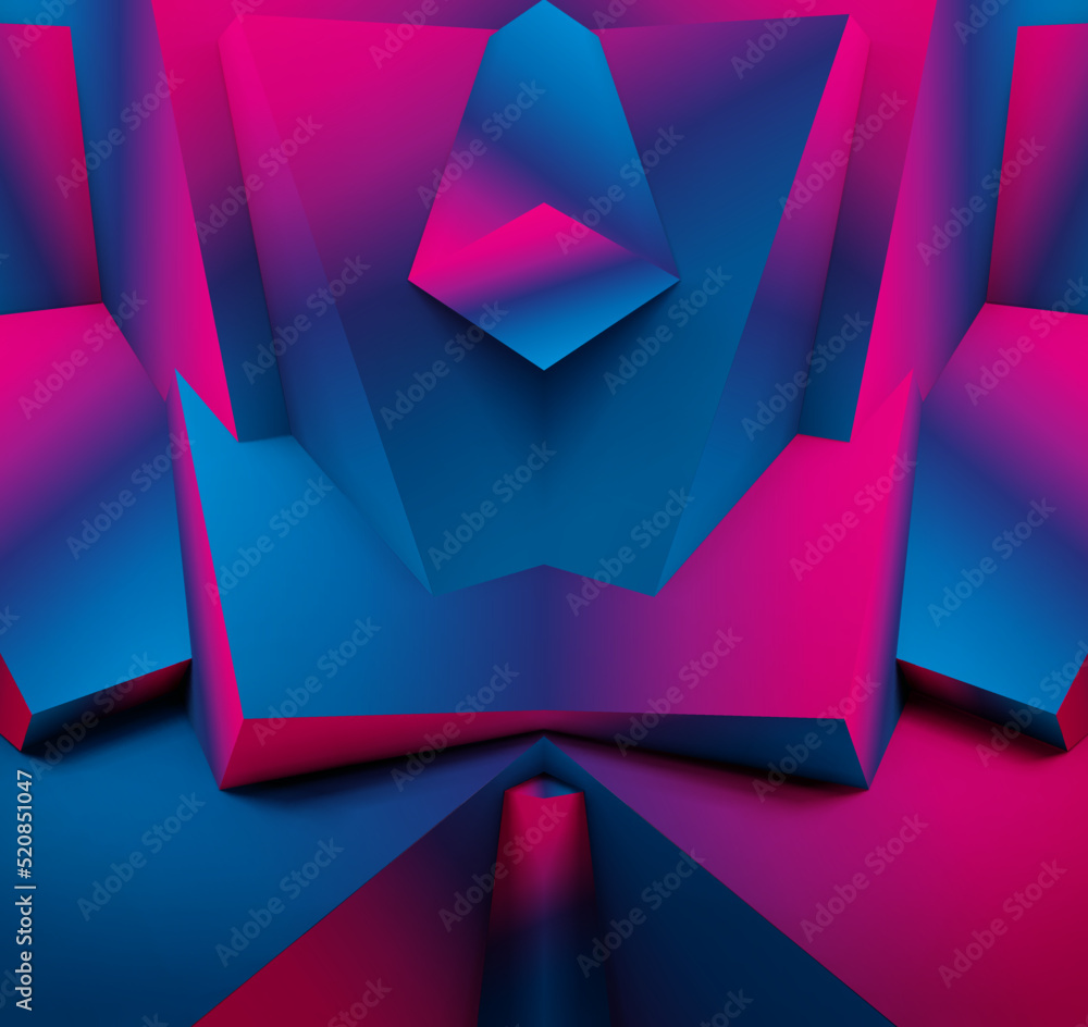 Aufkleber abstract geometric background with colorful 3d shapes or architectural forms for booklet or video co