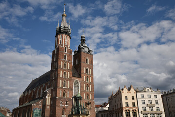 Naklejka na ściany i meble Monuments de la Grand Place de Cracovie. Pologne 