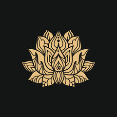 Ornamental  lotus flower pattern with third eye. Decoration in oriental, Indian style.
