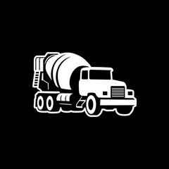 vector old truck concrete mixer flat for logo suggestion