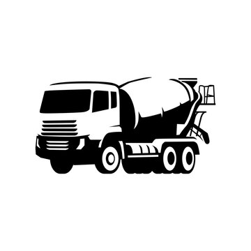 vector truck concrete mixer flat for logo suggestion
