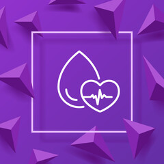 Heartbeat line icon. Heart, check pulse, water drop, biometry, cardiology, treatment, recognize, scanner, cardiogram, patient, prescription. Healthcare concept. Vector line icon for Advertising