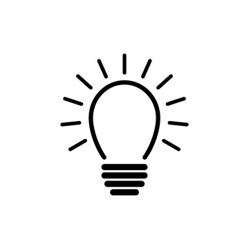 Vector icon of a light bulb full of light, ideas, creative and analytical thinking.