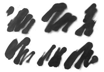 Black spray stain in shape curve line isolated on white, photo with clipping path