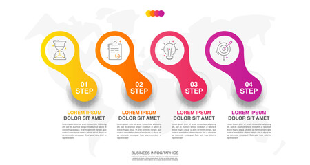 Vector infographic design with circle for modern business template. Timeline four steps, icons.