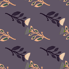 Contemporary flower seamless pattern. Elegant botanical floral wallpaper. Abstract plants endless ornament.