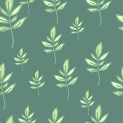 Cute outline leaves seamless pattern. Simple leaf wallpaper. Botanical floral background.