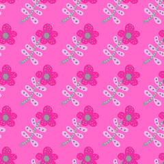 Simple daisy flower seamless pattern. Floral wallpaper. Cute ditsy print.