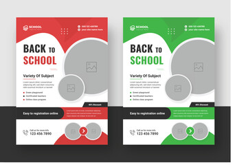 School admission Education Flyer Template Design, Back to School Party Flyer, leaflet design with print ready