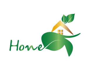 Inscription Home. Logo for prints, real estate agencies, environment, ecology. Isolated on white background.