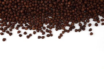 heap chickpeas on white background, top view