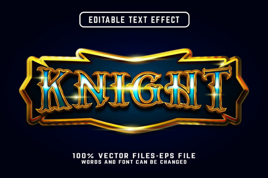 knight 3d realistic text effect for medieval game premium vectors
