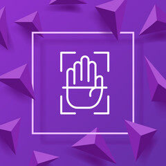 Scan a hand palm line icon. Fingerprints, scanner, scanning, biometrics, identity verification, ID confirmation, confirm, recognize. Biometry concept. Vector line icon for Business and Advertising