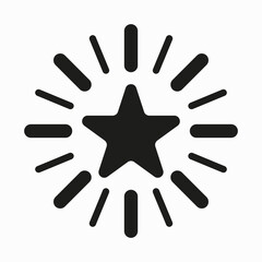 Shining star with rays line icon. Achievement, achieve, top, feedback, rating, rate, review, reaction, award, badge, trophy. Business concept. Vector line icon for Business and Advertising