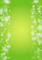 Fototapeta premium Abstract Green Background with Golden Circular Spot Lights. Vibrant Sunlight Summer and Spring Texture. Bokeh Blurry Template. Shiny Gradient Cover. Festive Christmass and New Year Snow on Green.