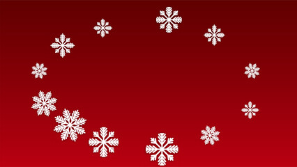 Christmas  Vector Background with Falling Snowflakes. Isolated on Red Background. Realistic Snow Sparkle Pattern. Snowfall Overlay Print. Winter Sky. Papercut Snowflakes.