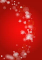 Vector Merry Christmass and New Year Glitter Snowfall Background. White and Silver Defocused Light Spots on Red Gradient. Magic Fantasy Bokeh Glowing Design. Falling Snow Effect. Festive Frame Design