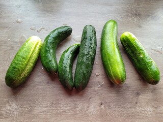 cucumbers on a wooden table