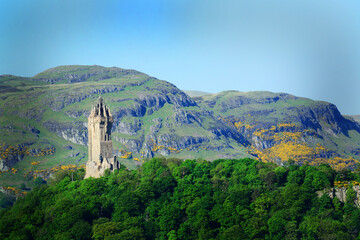 Fototapeta premium The Wallace Monument, with the Ochil Hills beyond, seen at Stirling, Scotland
