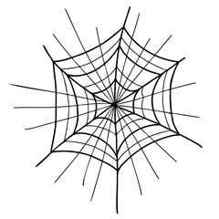 Obraz premium Spiderweb. Halloween cobweb. Close up. Linear hand drawing. Vector illustration
