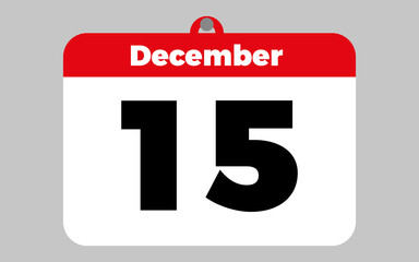 December, 15. White and red calendar.