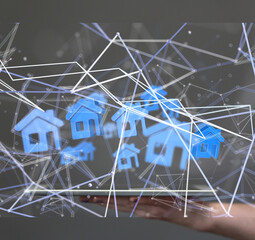  house in among houses for real estate  concept.