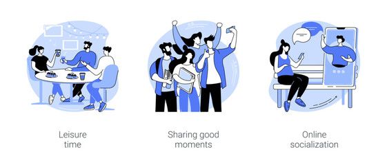 Students socialization isolated cartoon vector illustrations se