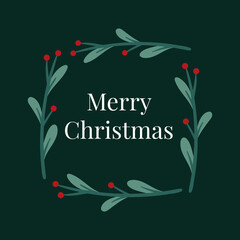 Christmas Wreath Frame. Square holiday wreath. Christmas Decoration Border. Traditional Wreath